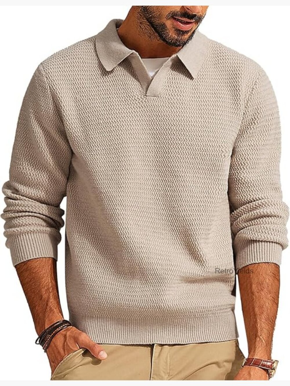 V Neck Pullover Sweater Long Sleeve Cable Knit Textured